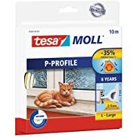 tesamoll Perfil P - Burlete de Caucho Autoadhesivo para Aislar Ventanas y Puertas y Sellar Huecos - Blanco - 10 m x 9 mm…